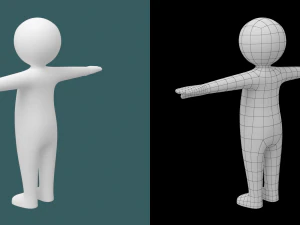 Toddler Baby Child Stickman in T-Pose 3D Model