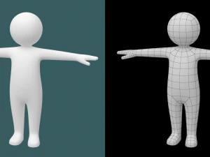 Toddler Baby Child Stickman in T-Pose 3D Model