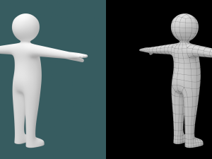 Baby Child Stickman in T-Pose 3D Model