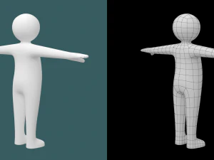 Bebek &Ccedil;ocuk &Ccedil;&ouml;p Adam T-Pose'da 3D Model