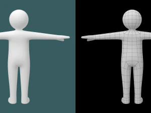 Bebek &Ccedil;ocuk &Ccedil;&ouml;p Adam T-Pose'da 3D Model