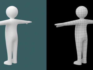 Bebek &Ccedil;ocuk &Ccedil;&ouml;p Adam T-Pose'da 3D Model