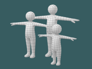 Stickman Kids in T-Pose BUNDLE 3D Модель