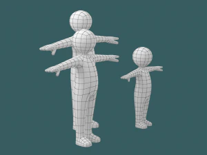 Stickman Kids in T-Pose BUNDLE 3D Model