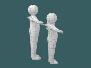 Stickman Kids in T-Pose BUNDLE 3D Model