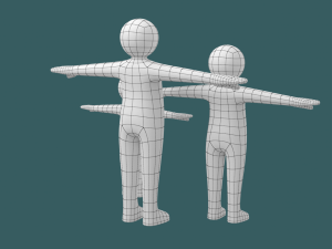 Stickman Kids in T-Pose BUNDLE 3D Модель