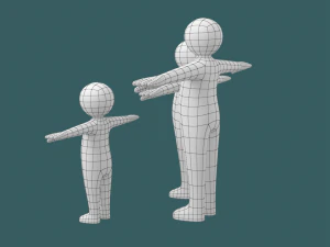 Stickman Kids in T-Pose BUNDLE 3D Model
