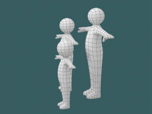 Stickman Kids in T-Pose BUNDLE 3D Model