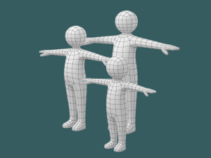 Stickman Kids in T-Pose BUNDLE 3D Модель