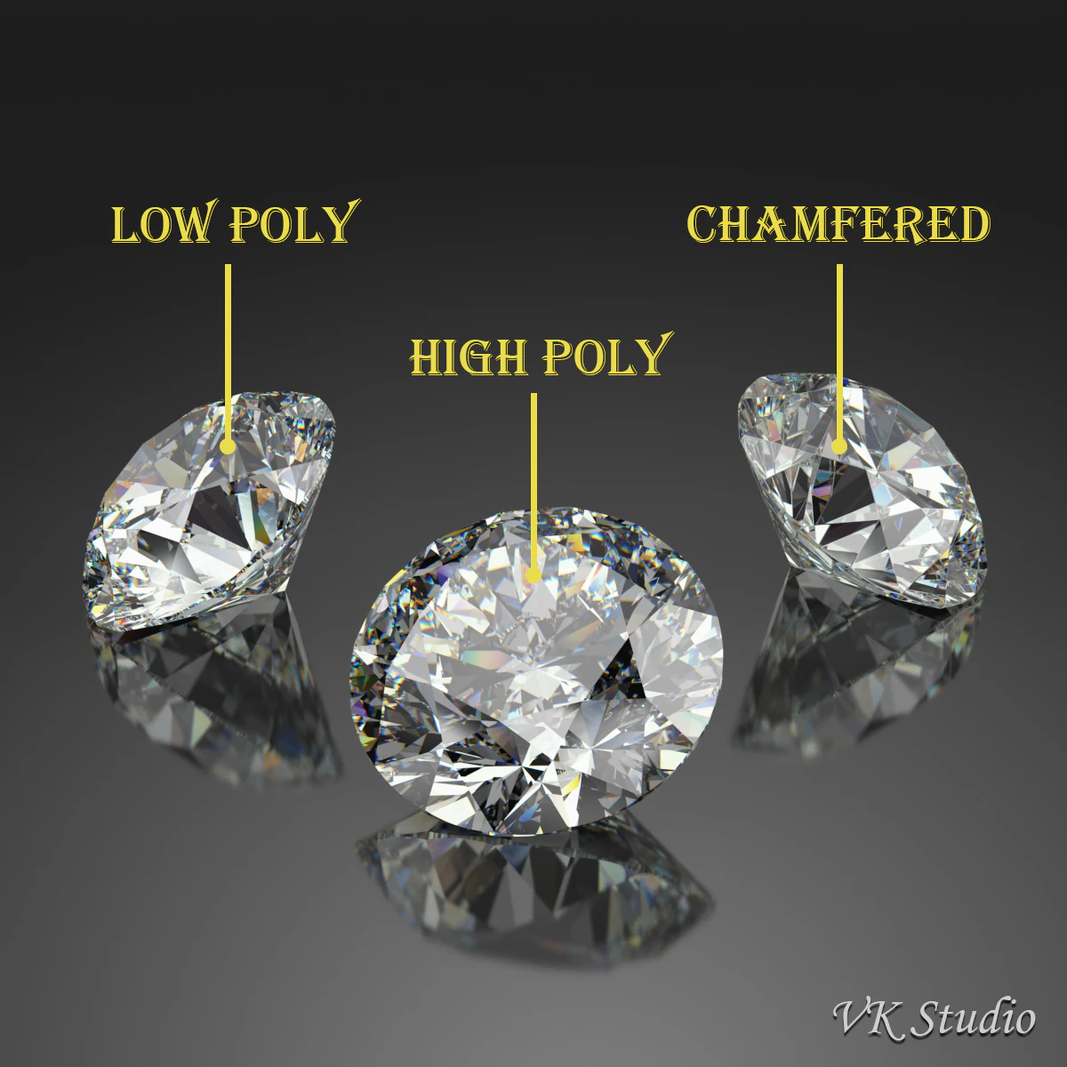 Round Diamond Brilliant Faceting Ideal Cut 3D Model .c4d .max .obj .3ds .fbx .stl .blend 