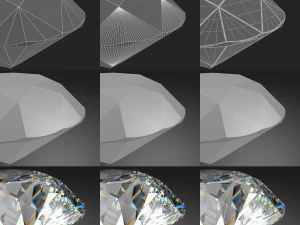 Round Diamond Brilliant Faceting Ideal Cut 3D Model