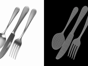 Table Dinner Knife Fork Spoon Generic Cutlery 3D Model