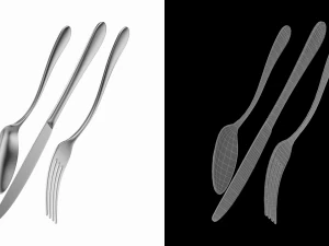 Table Dinner Knife Fork Spoon Generic Cutlery 3D Model