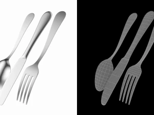 Table Dinner Knife Fork Spoon Generic Cutlery 3D Model