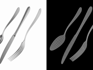 Table Dinner Knife Fork Spoon Generic Cutlery 3D Model