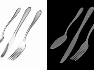 Table Dinner Knife Fork Spoon Generic Cutlery 3D Model