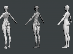 Stylized Female 02 Fine Shape Mesh 3D Model