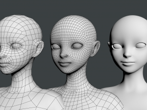 Stylized Female 02 Fine Shape Mesh 3D Model