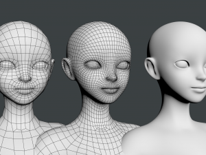 Stylized Female 02 Fine Shape Mesh 3D Model