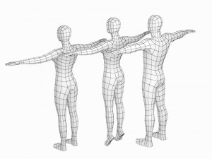 Natural Female and Male in T-Pose Base Mesh 3D 모델