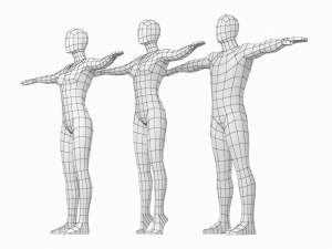 Natural Female and Male in T-Pose Base Mesh 3D 모델