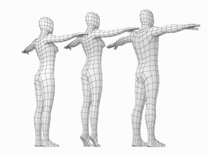 Natural Female and Male in T-Pose Base Mesh 3D 모델