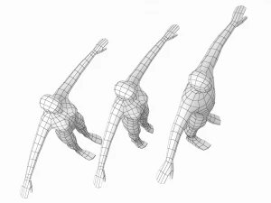 टी-पोज़ बेस मेश में प्राकृतिक महिला और पुरुष 3D मॉडल