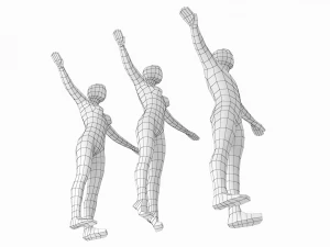 टी-पोज़ बेस मेश में प्राकृतिक महिला और पुरुष 3D मॉडल