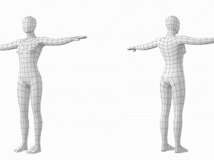 Natural Female and Male in T-Pose Base Mesh 3D 모델