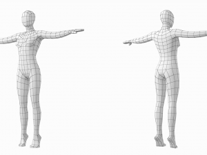 Natural Female and Male in T-Pose Base Mesh 3D 모델