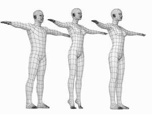 Natural Female and Male in T-Pose Base Mesh 3Dモデル