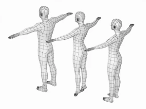 Femmina e maschio naturali nella maglia base T-Pose Modello 3D