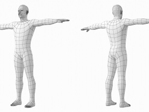 Natural Female and Male in T-Pose Base Mesh 3Dモデル