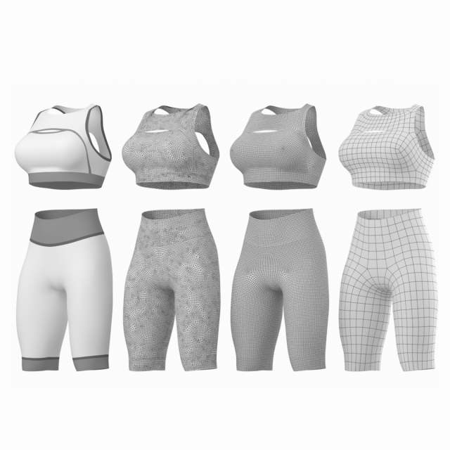 Woman Sportswear 01 Base Mesh Design Kit 3D Модель .c4d .max .obj .3ds .fbx .stl .blend 
