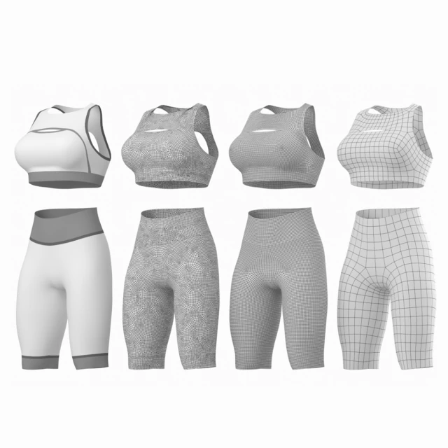 Woman Sportswear 01 Base Mesh Design Kit 3D Modell .c4d .max .obj .3ds .fbx .stl .blend 