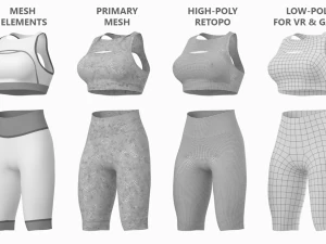 Woman Sportswear 01 Base Mesh Design Kit 3D Modell