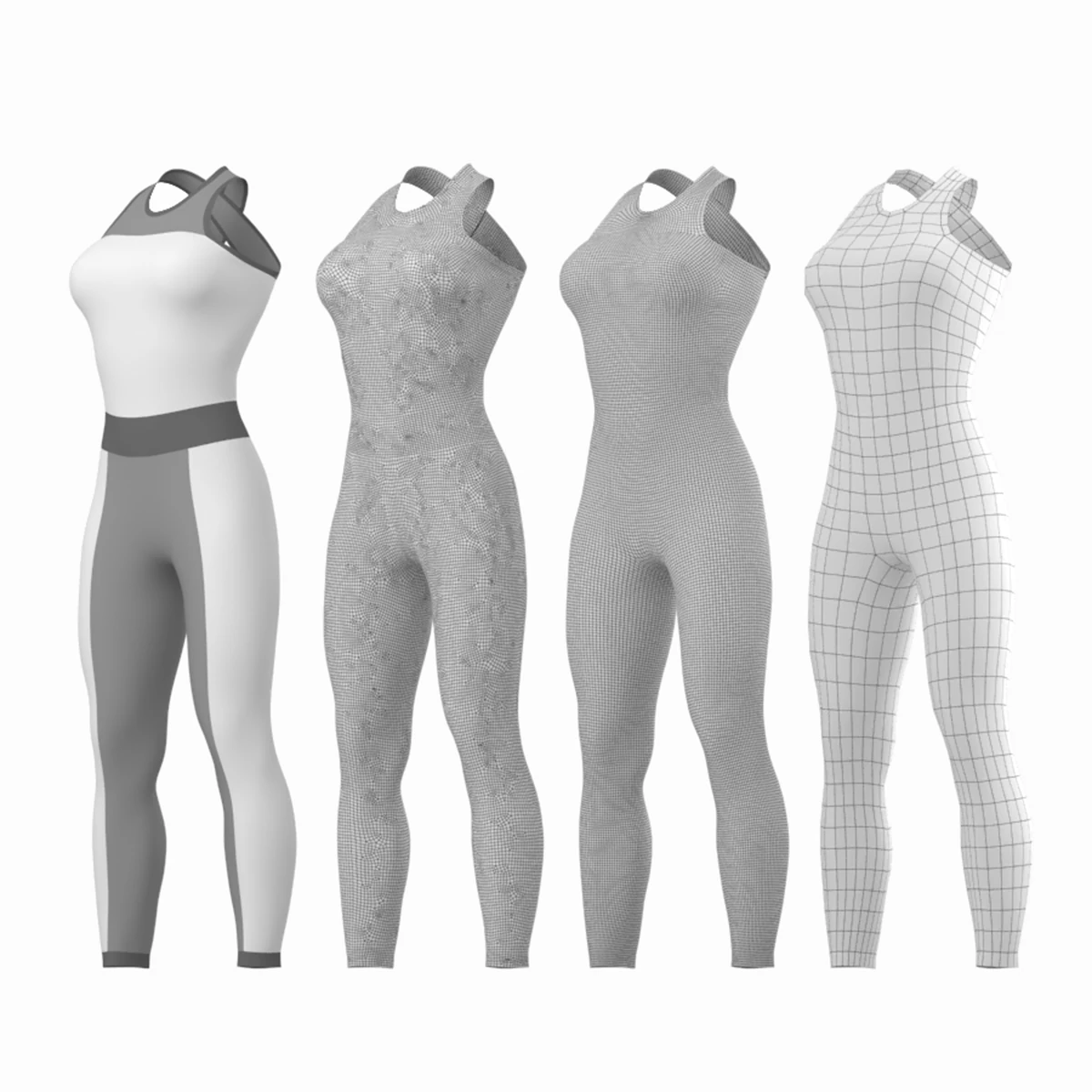 महिला स्पोर्ट्सवियर 02 बेस मेश डिज़ाइन किट 3D मॉडल .c4d .max .obj .3ds .fbx .stl .blend 