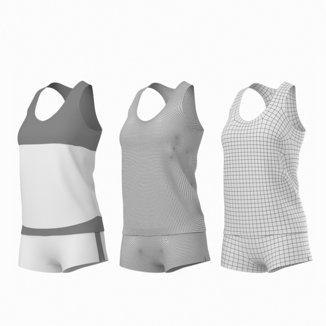Woman Sportswear 03 Base Mesh Design Kit Model 3D .c4d .max .obj .3ds .fbx .stl .blend 