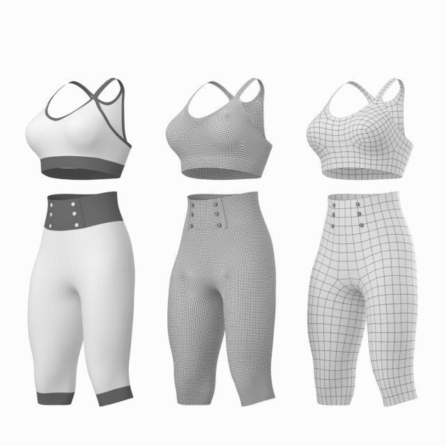 Woman Sportswear 04 Base Mesh Design Kit Model 3D .c4d .max .obj .3ds .fbx .stl .blend 