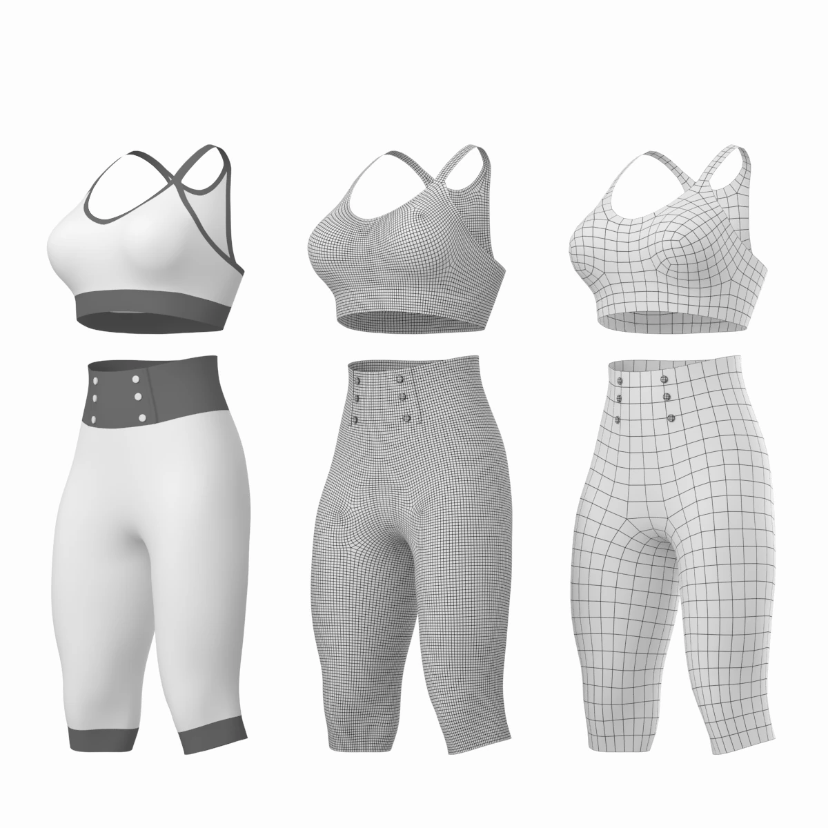 Woman Sportswear 04 Base Mesh Design Kit 3D Model .c4d .max .obj .3ds .fbx .stl .blend 