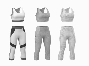 Kadın Spor Giyim 05 Temel &Ouml;rg&uuml; Tasarım Seti 3D Model