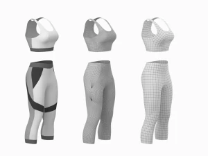 Kadın Spor Giyim 05 Temel &Ouml;rg&uuml; Tasarım Seti 3D Model