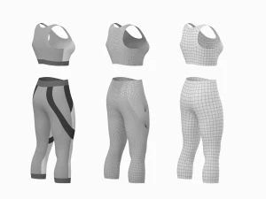 Kadın Spor Giyim 05 Temel &Ouml;rg&uuml; Tasarım Seti 3D Model