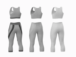 Kadın Spor Giyim 05 Temel &Ouml;rg&uuml; Tasarım Seti 3D Model