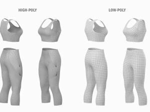 Kadın Spor Giyim 05 Temel &Ouml;rg&uuml; Tasarım Seti 3D Model