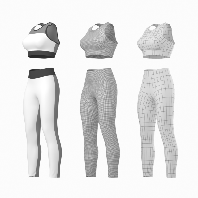 Woman Sportswear 06 Base Mesh Design Kit 3D 모델 .c4d .max .obj .3ds .fbx .stl .blend 