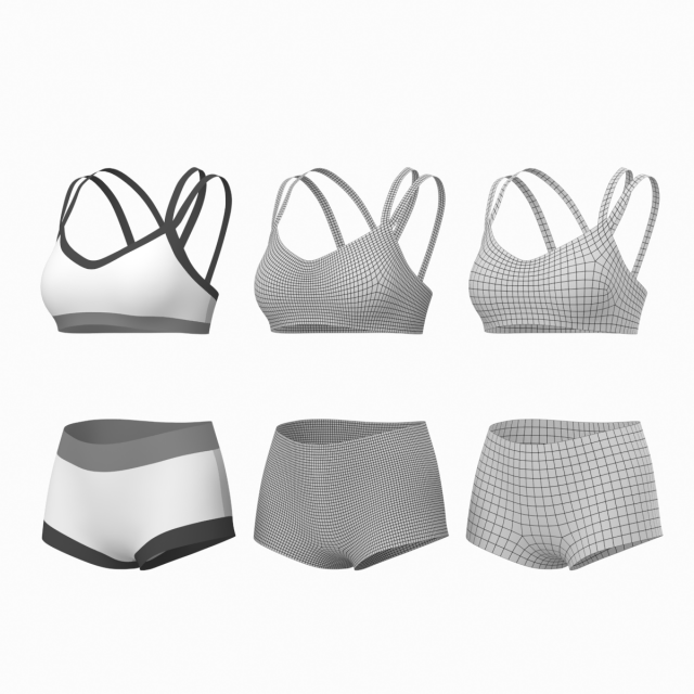 Woman Sportswear 08 Base Mesh Design Kit Modèle 3D .c4d .max .obj .3ds .fbx .stl .blend 