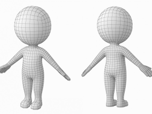 Cute Stylized Stickman in A-Pose Modèle 3D