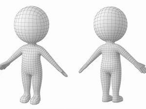 Simpatico Stickman stilizzato in posa A Modello 3D