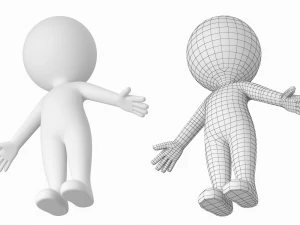 Simpatico Stickman stilizzato in posa A Modello 3D